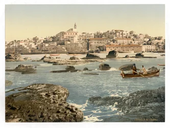 Dal mare, Giaffa, Terra Santa, Israele, 1890-1900 circa (stampa fotocromatica))