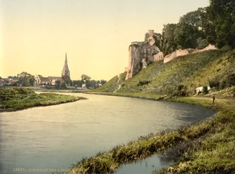 Kidwelly, Carmarthen, Galles, 1890-1900 circa (stampa fotocromatica)