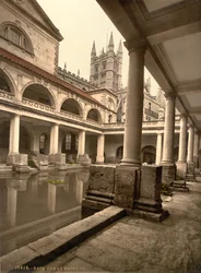 Bagni romani e abbazia, Bath, 1890-1900 circa (stampa fotocromatica)