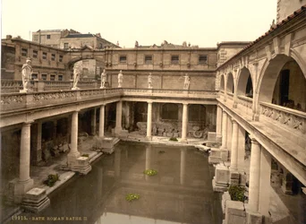 Bagni romani e abbazia, Bath, 1890-1900 circa (stampa fotocromatica)