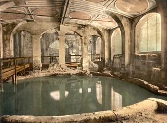 Bagni romani e abbazia, Circular Bath, Bath, 1890-1900 circa (stampa fotocromatica)