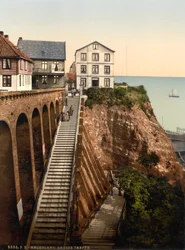 La grande scalinata, Helgoland, Germania, stampa fotocromatica, c.1900