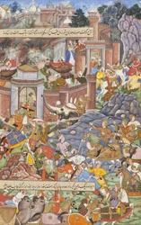 Fuga del sultano Bahadur durante la campagna di Humayun in Gujarat