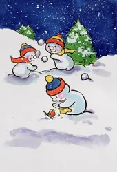 Piccoli pupazzi di neve che giocano a palle di neve, 1996