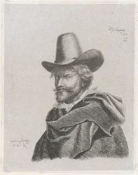 Ritratto di Peter Paul Rubens con mantello e cappello alto
