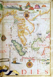Asia sudorientale continentale, dettaglio da un atlante mondiale, 1565