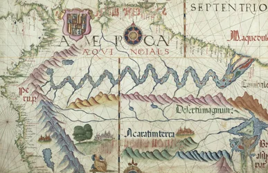America Meridionale Settentrionale, dettaglio da un atlante mondiale, 1565