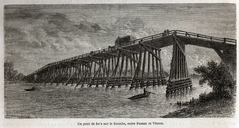 Un ponte di legno sul Danubio, tra Passau e Vienna