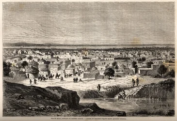 Veduta di Kano, disegno di Lancelot, per illustrare il viaggio del 1849-1855 al centro dell