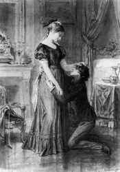 Illustrazione per La confessione di un figlio del secolo, romanzo di Alfred de Musset, incisione dopo disegno di Diogene Ulyssee Napoleon Maillart