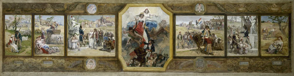 Bozzetto per la sala matrimoni del 19° arrondissement di Parigi: La Bandiera Tricolore, Allegorie Repubblicane