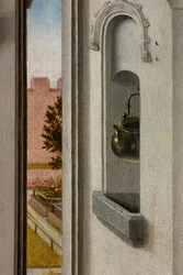 Chiesa parrocchiale (Parochiekerk Sint-Pieter). Ultima Cena. Dirk Bouts. 1464-1468. (dettaglio)