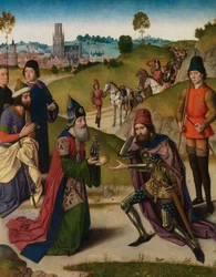 Incontro di Abramo e Melchisedec, dettaglio dal Polittico del Santissimo Sacramento, c.1464-68