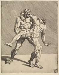 Lottatori, dai Lottatori, tavola 3, 1552