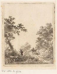 Sentiero nel bosco con figure