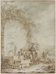 Frontespizio per un Album di Disegni: Contadini a una Fontana (recto)