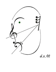 Faccia da Diminuendo - una faccia da canto disegnata utilizzando il simbolo musicale del diminuendo e varie altre notazioni musicali.