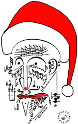 Musical Santa - la testa di Babbo Natale disegnata utilizzando la notazione musicale e indossando un cappello rosso.