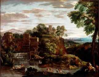 Paesaggio con Fuga in Egitto Dipinto di Domenico Zampieri detto Il Domenichino (1581-1641) circa 1620 Parigi, Museo del Louvre
