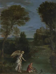 Paesaggio con Tobia che cattura il pesce