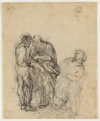 Studio di un vecchio, un giovane e una donna