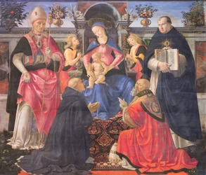 Madonna in trono con due angeli, santi e papa San Clemente