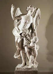 Angelo Custode, ca 1724, di Domenico Antonio Vaccaro (1678-1745), statua in marmo, altezza 190 cm, anti-Sacrestia della Basilica di San Paolo Maggiore, Napoli, Campania, Italia