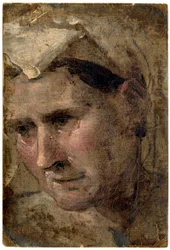 Beccafumi - Testa di vecchia che guarda verso sinistra Olio su carta, 1953,1212.4