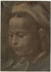 Testa di una giovane donna