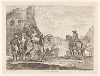 Cavalieri presso una rovina