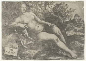 Venere sdraiata in un paesaggio