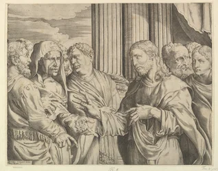 Il tributo: Cristo al centro-destra che gesticola verso un uomo alla sua sinistra con monete, ca. 1564-89