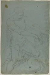Sansone e il leone (recto); Vergine Maria con braccio destro esteso (verso)