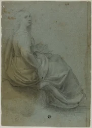 Donna seduta di profilo, a destra