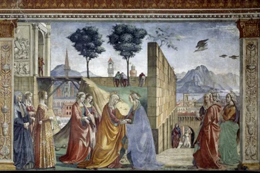 La storia di San Giovanni Battista: La Visitazione. Affresco di Domenico Ghirlandaio (1449-1494)