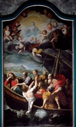 San Nicola calma la tempesta. Dipinto di Domenico Fiasella detto il Sarzana (1589-1669)