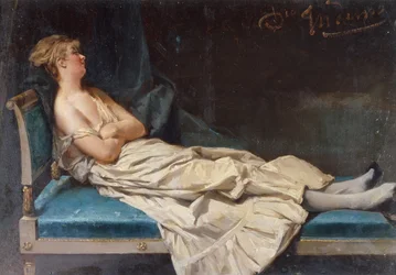 Dama reclinata su una Chase Longue (olio su tela)