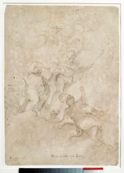 Giove affida Bacco a Mercurio. Disegno di Domenico Canuti