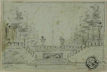 Scala e terrazza nel giardino formale