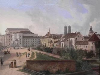 Tedesco: Die Königliche Residenz von Nordosten im Jahr 1827 La residenza reale a Monaco di Baviera da Nord Est nel 1827