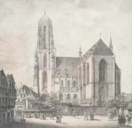 Litografia - Francoforte - Duomo imperiale - Quaglio - 1819