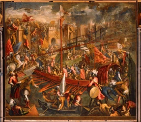 La conquista di Costantinopoli da parte dei crociati nel 1204 (olio su tela)