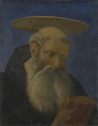 Testa di un santo tonsurato e barbuto dal Tabernacolo di Carnesecchi, c. 1440
