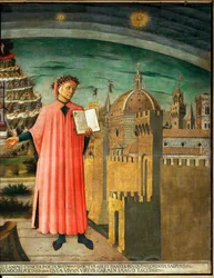 Dante Alighieri e vista di Firenze, Italia