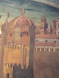 Dettaglio che raffigura il Duomo di Firenze, da un affresco di Dante con la Divina Commedia (dettaglio)