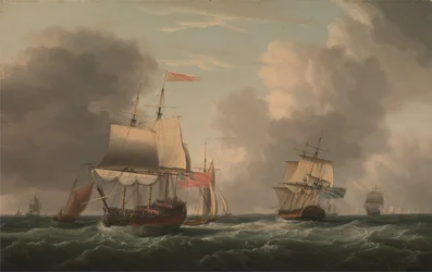 Un due ponti inglese in sosta, con altre navi e imbarcazioni in una brezza fresca