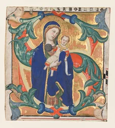 Lettera Iniziale S[alve sancta parens] da un Graduale: Madonna e Bambino