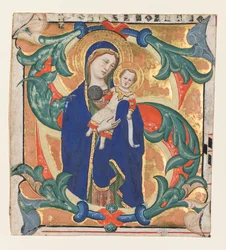 Iniziale S[alve sancta parens] da un Graduale: Madonna e Bambino