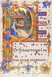 Natività, in una iniziale P