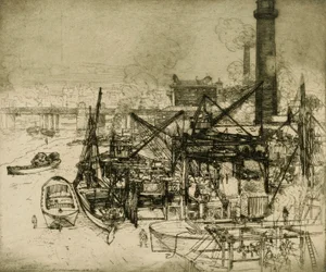 Ciminiere e gru sul Tamigi